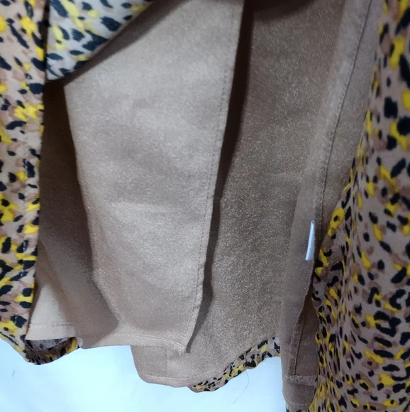 WAYF Leopard Print Faux Wrap Boho Midi Dress Women's L Brown Boho Retro 90s Y2K - Picture 8 of 10